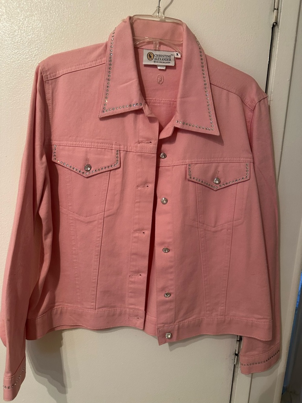 Christine Alexander Blush Pink Studded Denim Jacket